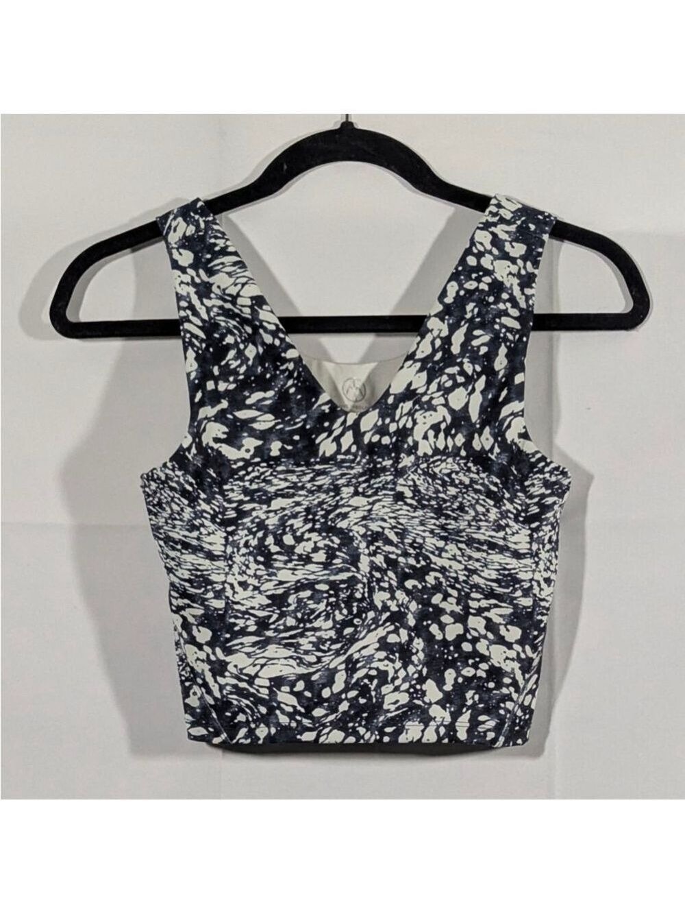Move Theology Crop Athletic Tank Small Navy White Print